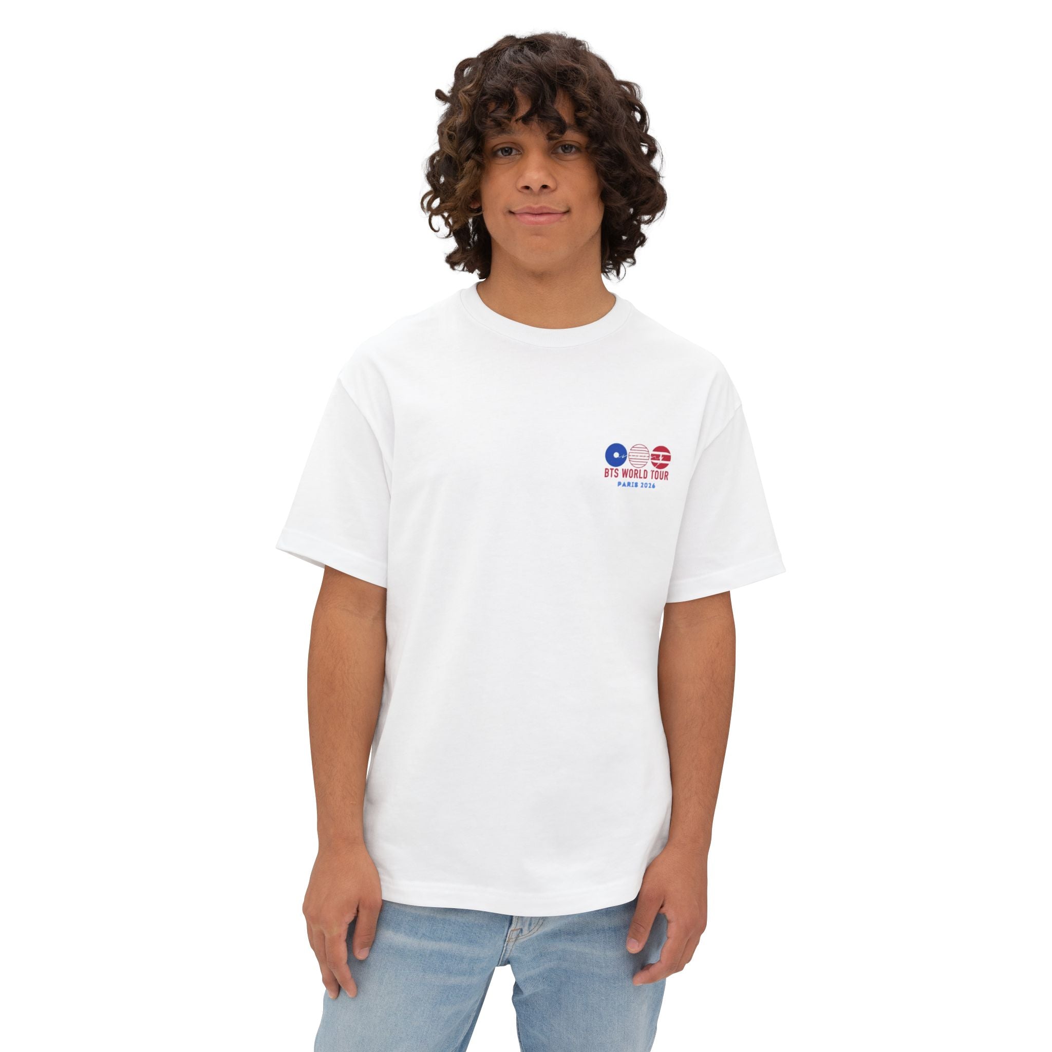 T-Shirt Oversize Blanc "BTS World Tour Paris 2026"