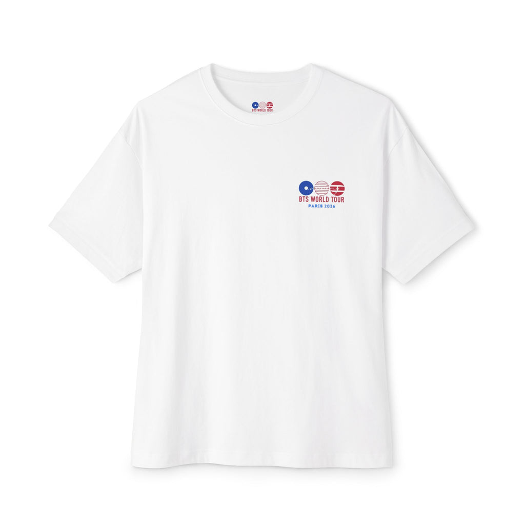 T-Shirt Oversize Blanc "BTS World Tour Paris 2026"