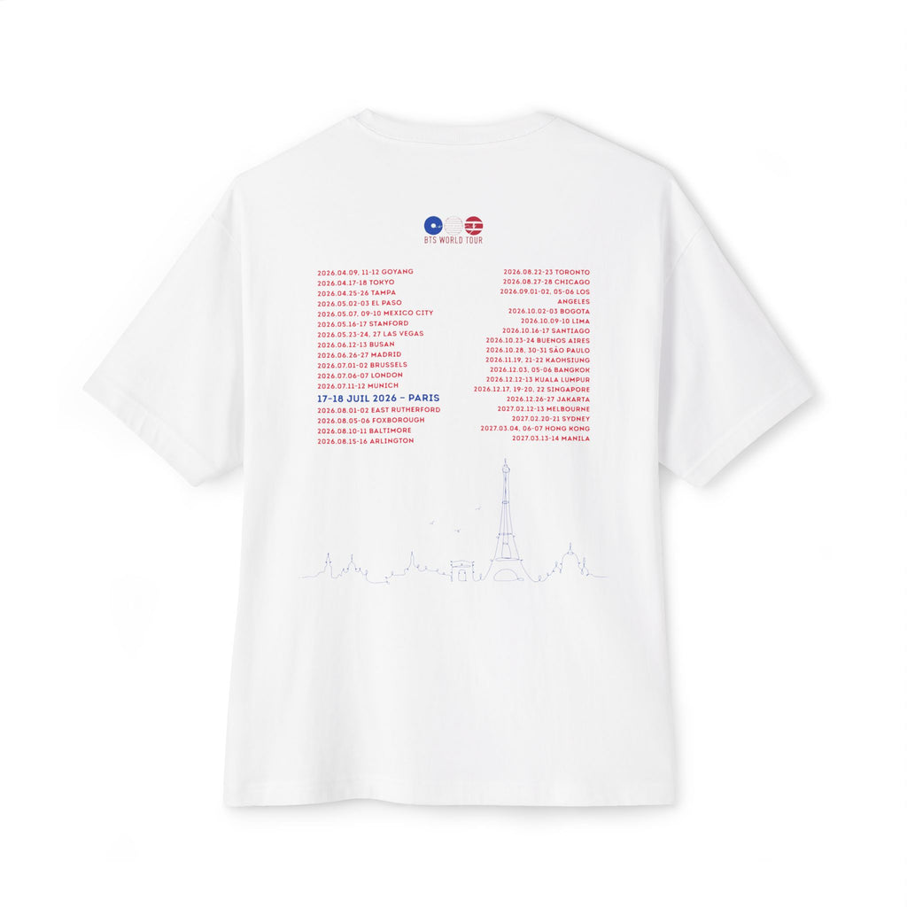 T-Shirt Oversize Blanc "BTS World Tour Paris 2026"