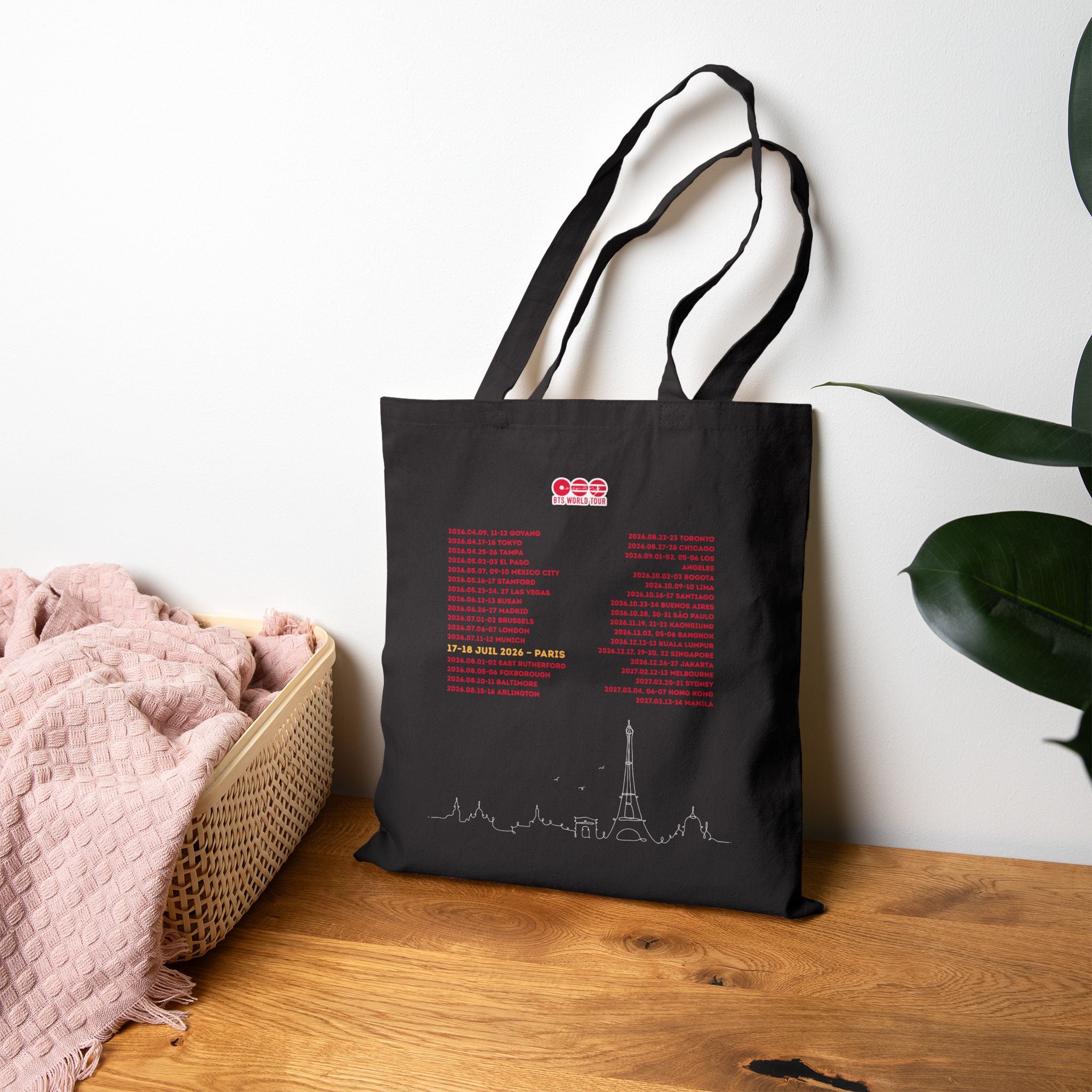 Tote Bag Noir - Édition Limitée - "BTS World Tour 2026"