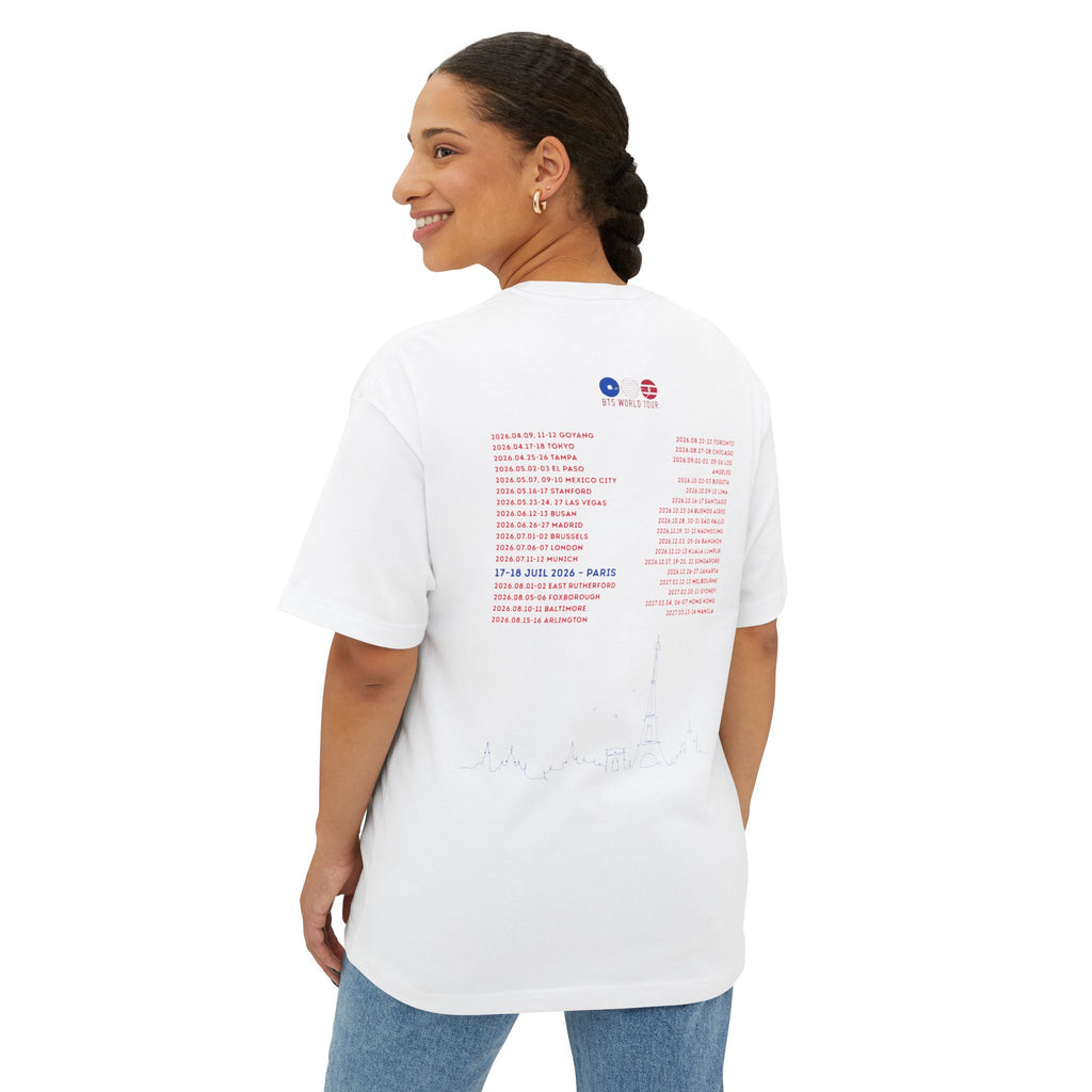 T-Shirt Oversize Blanc "BTS World Tour Paris 2026"