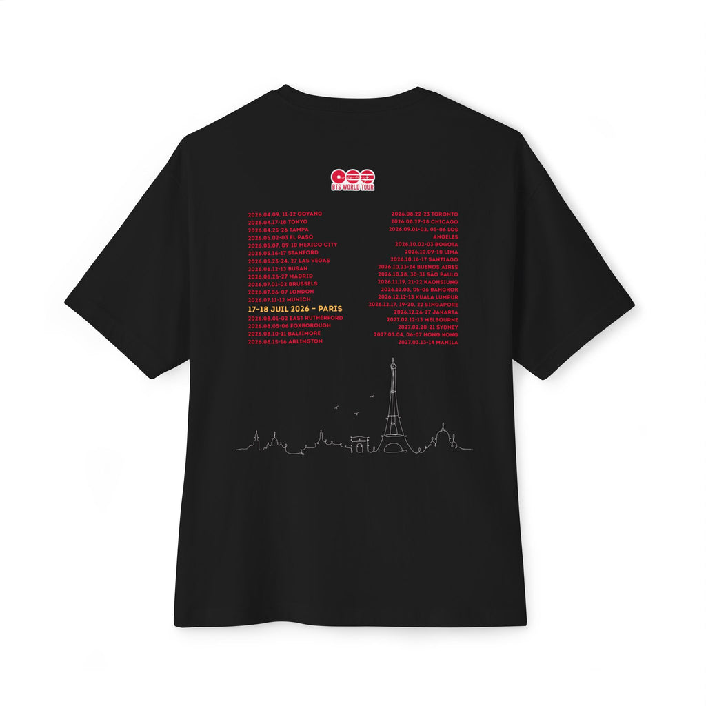 T-Shirt Oversize Noir "BTS World Tour Paris 2026"