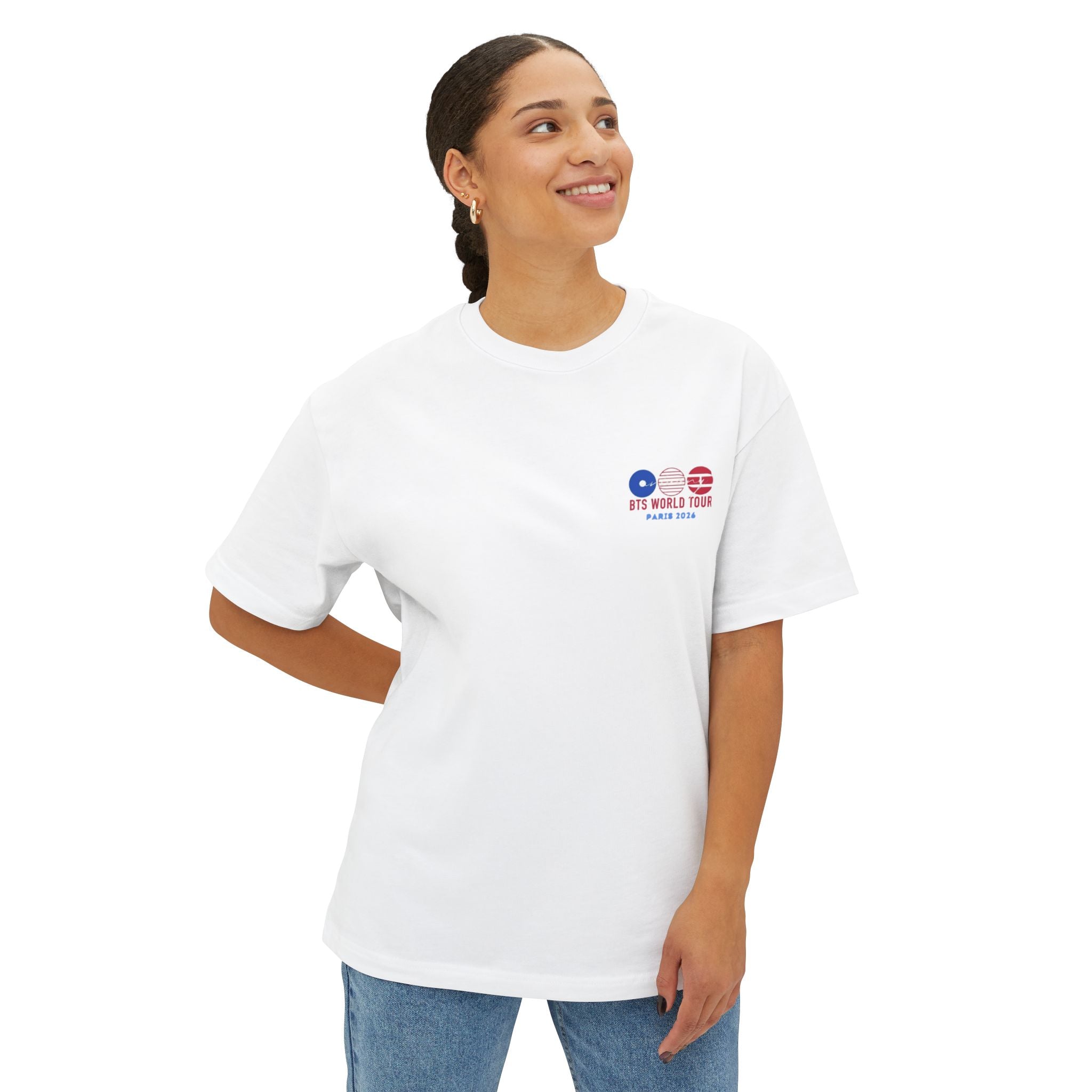T-Shirt Oversize Blanc "BTS World Tour Paris 2026"